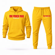 Men's One Punch Man Hoodie Joggers Set - Yellow digital placement mockup