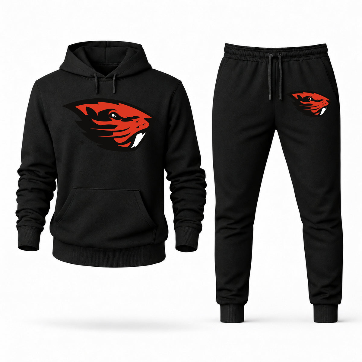 Men's Oregon State Hoodie Joggers Set - Black digital placement mockup
