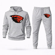 Men's Oregon State Hoodie Joggers Set - Grey digital placement mockup