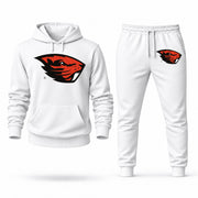 Men's Oregon State Hoodie Joggers Set - White digital placement mockup