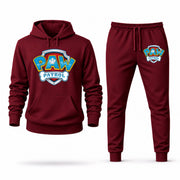 Men's PAW Patrol Hoodie Joggers Set - Burgundy digital placement mockup