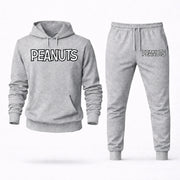 Men's Peanuts Hoodie Joggers Set - Grey digital placement mockup