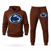 Men's Penn State Hoodie Joggers Set - Brown digital placement mockup