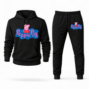 Men's Peppa Pig Hoodie Joggers Set - Black digital placement mockup