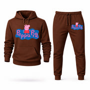 Men's Peppa Pig Hoodie Joggers Set - Brown digital placement mockup