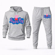 Men's Peppa Pig Hoodie Joggers Set - Grey digital placement mockup
