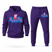 Men's Peppa Pig Hoodie Joggers Set - Purple digital placement mockup
