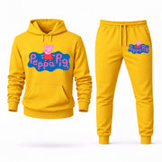 Men's Peppa Pig Hoodie Joggers Set - Yellow digital placement mockup