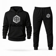 Men's Piaggio Hoodie Joggers Set - Black digital placement mockup