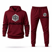 Men's Piaggio Hoodie Joggers Set - Burgundy digital placement mockup