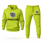 Men's Piaggio Hoodie Joggers Set - Lime Green digital placement mockup