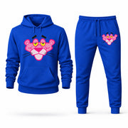 Men's Pink Panther Hoodie Joggers Set - Blue digital placement mockup