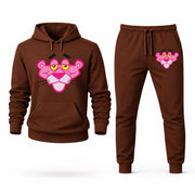 Men's Pink Panther Hoodie Joggers Set - Brown digital placement mockup