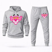 Men's Pink Panther Hoodie Joggers Set - Grey digital placement mockup