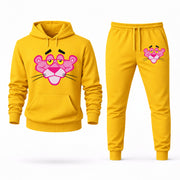 Men's Pink Panther Hoodie Joggers Set - Yellow digital placement mockup