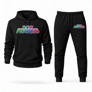 Men's PJ Masks Hoodie Joggers Set - Black digital placement mockup