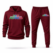 Men's PJ Masks Hoodie Joggers Set - Burgundy digital placement mockup