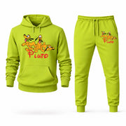 Men's Pluto Hoodie Joggers Set - Lime Green digital placement mockup
