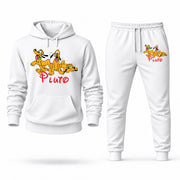 Men's Pluto Hoodie Joggers Set - White digital placement mockup