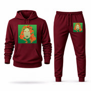 Men's Poison Ivy Hoodie Joggers Set - Burgundy digital placement mockup