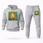 Men's Poison Ivy Hoodie Joggers Set - Grey digital placement mockup