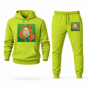 Men's Poison Ivy Hoodie Joggers Set - Lime Green digital placement mockup