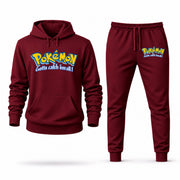 Men's Pokemon Hoodie Joggers Set - Burgundy digital placement mockup