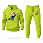 Men's Popeye Hoodie Joggers Set - Lime Green digital placement mockup