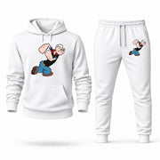 Men's Popeye Hoodie Joggers Set - White digital placement mockup