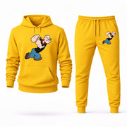 Men's Popeye Hoodie Joggers Set - Yellow digital placement mockup