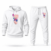 Men's Porky Pig Hoodie Joggers Set - White digital placement mockup