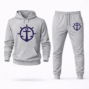 Men's Portland Hoodie Joggers Set in Grey; digital artwork placement mockup