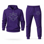 Men's Portland Hoodie Joggers Set in Purple; digital artwork placement mockup