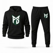 Men's Portland State Hoodie Joggers Set - Black digital placement mockup