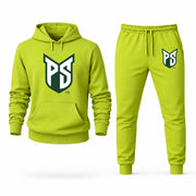 Men's Portland State Hoodie Joggers Set - Lime Green digital placement mockup