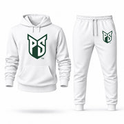 Men's Portland State Hoodie Joggers Set - White digital placement mockup