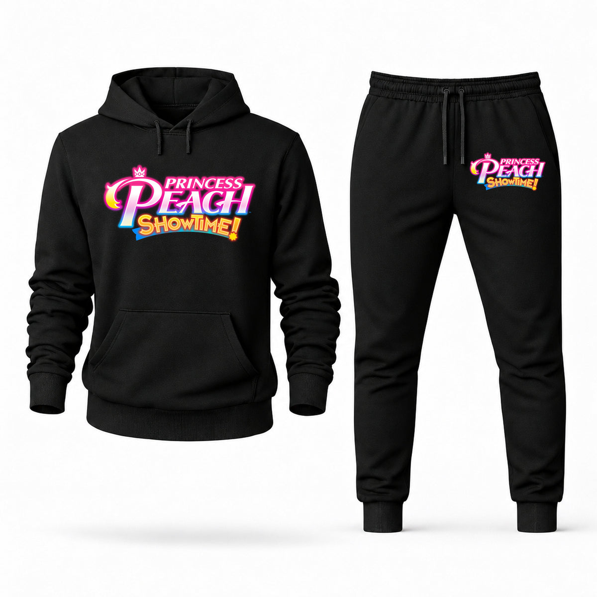 Men's Princess Peach Hoodie Joggers Set - Black digital placement mockup