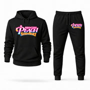 Men's Princess Peach Hoodie Joggers Set - Black digital placement mockup