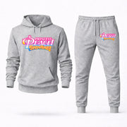Men's Princess Peach Hoodie Joggers Set - Grey digital placement mockup