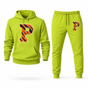 Men's Princeton Hoodie Joggers Set - Lime Green digital placement mockup
