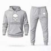 Men's Punisher Hoodie Joggers Set - Grey digital placement mockup