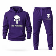 Men's Punisher Hoodie Joggers Set - Purple digital placement mockup