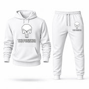 Men's Punisher Hoodie Joggers Set - White digital placement mockup