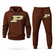Men's Purdue Hoodie Joggers Set - Brown digital placement mockup