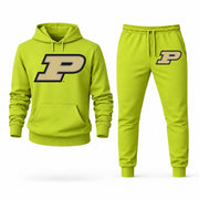 Men's Purdue Hoodie Joggers Set - Lime Green digital placement mockup
