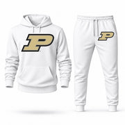 Men's Purdue Hoodie Joggers Set - White digital placement mockup
