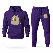 Men's Pusheen Hoodie Joggers Set - Purple digital placement mockup