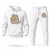 Men's Pusheen Hoodie Joggers Set - White digital placement mockup