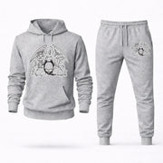 Men's Queen Hoodie Joggers Set - Grey digital placement mockup