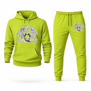 Men's Queen Hoodie Joggers Set - Lime Green digital placement mockup
